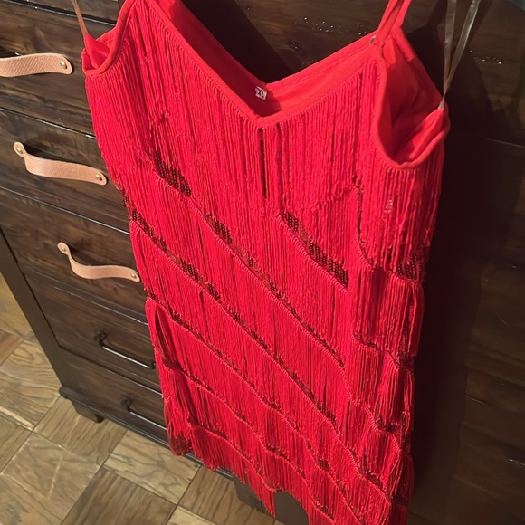 Women Salsa Latin Dance Dress Sequin Tassel Fringe Flapper Dress 1920s - Picture 7 of 9